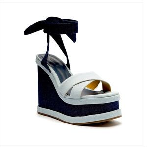 Vitoria Denim Sandal Wedge Shoe